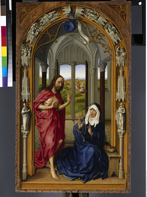 Der Marienaltar (Miraflores-Altar) / Rechte Tafel: Der Auferstandene erscheint seiner Mutter